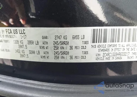 2017 Chrysler Pacifica Limited z USA, uszkodzony, nr VIN 2C4RC1GG9HR633217